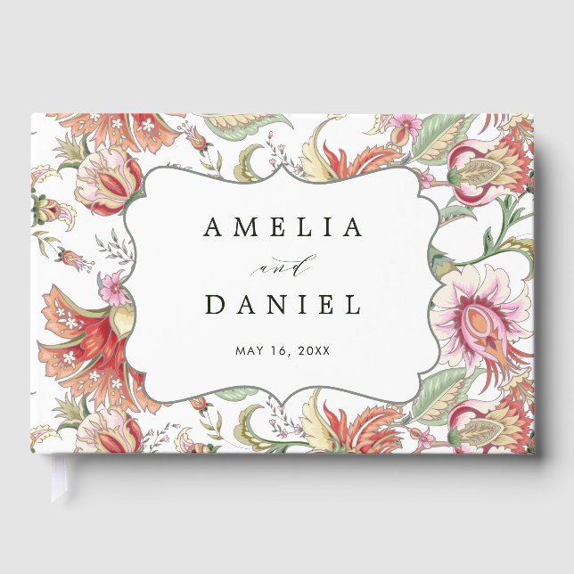 Tropical Fantasy Boho Floral Wedding Guest Book (Front)
