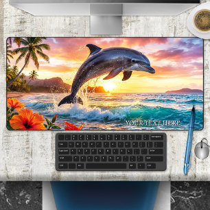 Tropical Fantasy Dolphin Sunset  Desk Mat