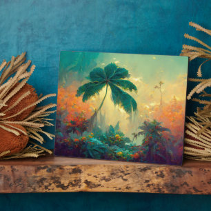 Tropical Fantasy Palm Tree Jungle Plaque