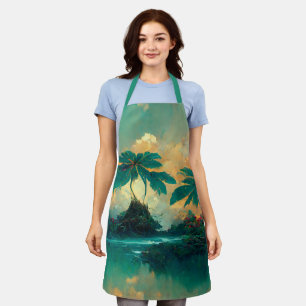Tropical Fantasy Sea & Palm Trees Apron