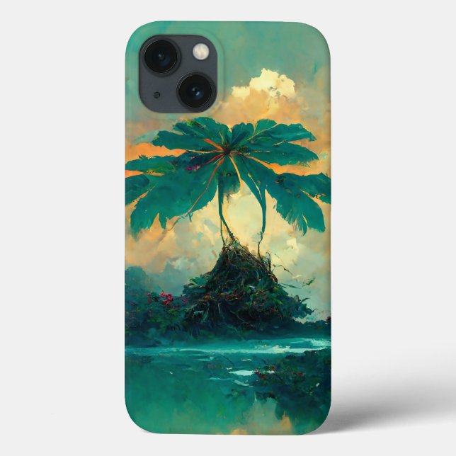 Tropical Fantasy Sea & Palm Trees Case-Mate iPhone Case (Back)