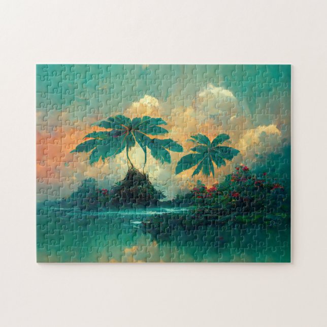 Tropical Fantasy Sea & Palm Trees Jigsaw Puzzle (Horizontal)