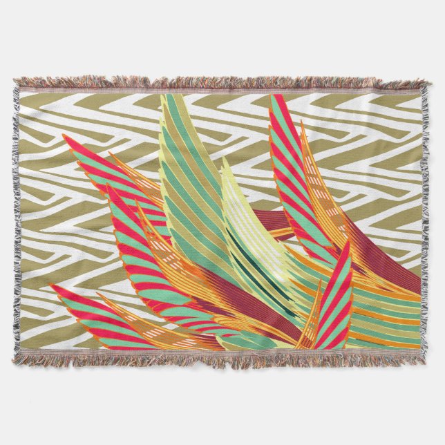 Tropical feathers throw blanket (Front)