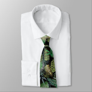 Tropical Ferns in Shades of Green Tie