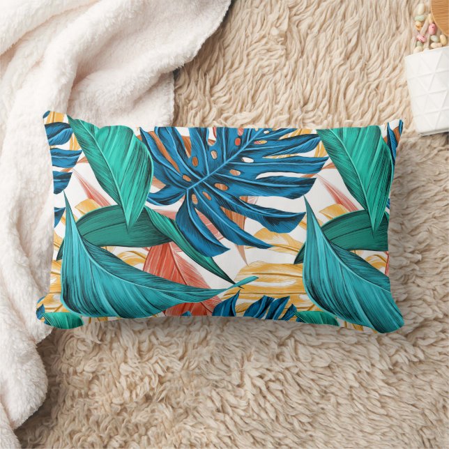 TROPICAL FERNS PATTERN LUMBAR CUSHION (Blanket)