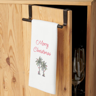 Tropical Festive Christmas Palm Trees  Tea Towel