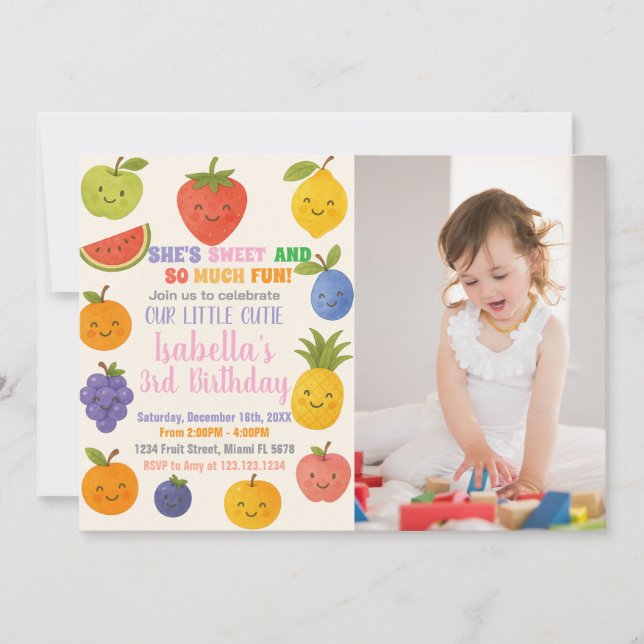 Tropical Fiesta Birthday Invitation with photo (Front)