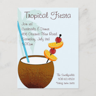 Tropical Fiesta, cocktail party invitation Postcard