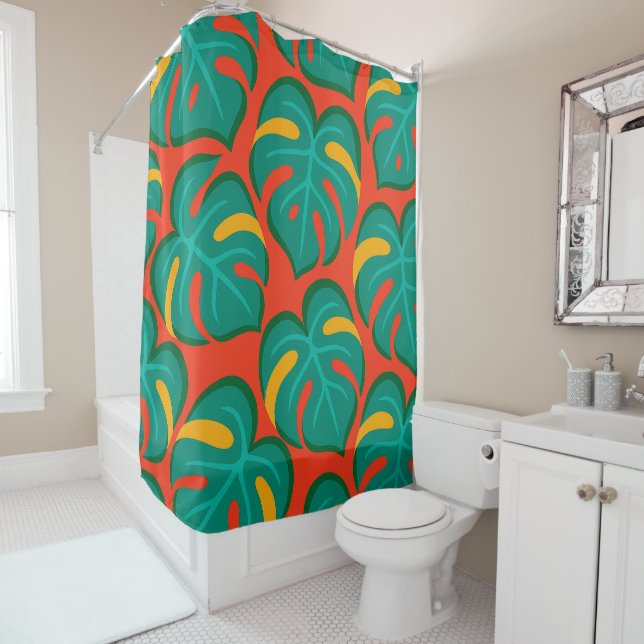 Tropical Fiesta Pattern Shower Curtain (In Situ)