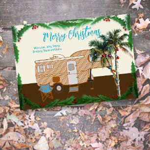 Tropical Fifth Wheel Camper RV Christmas Card