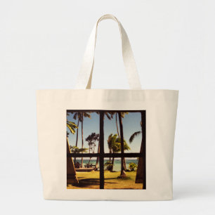 Tropical Fiji Beach Scene jtcnm Large Tote Bag