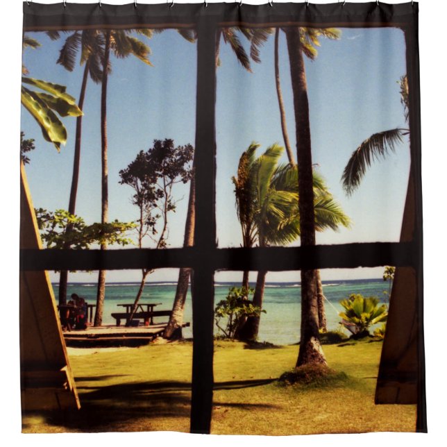 Tropical Fiji Beach Scene sccna Shower Curtain (Front)