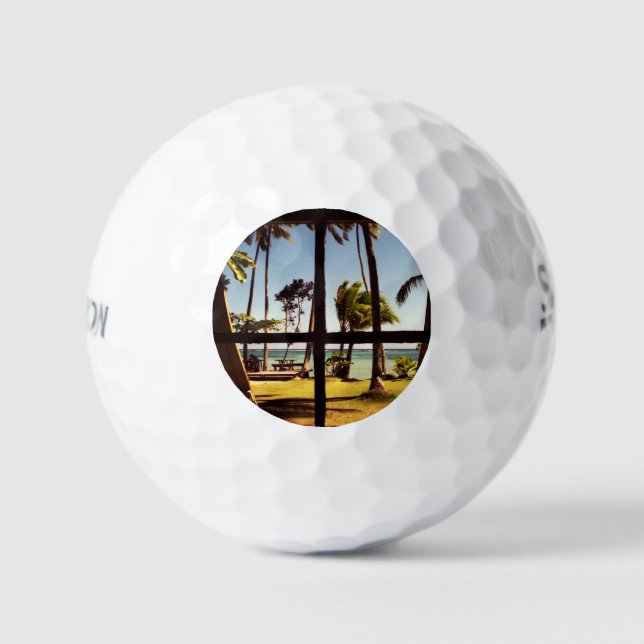 Tropical Fiji Beach Scene ssf gbcna Golf Balls (Front)