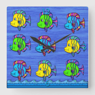 Tropical Fish 1 Square Wall Clock