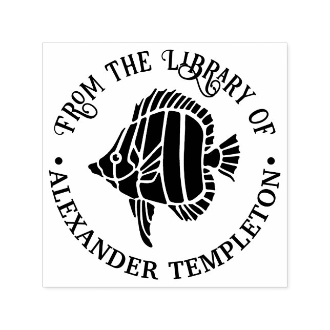 Tropical Fish #3b Library Book Name Self-inking Stamp (Design)