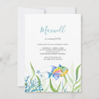 Tropical Fish 5th Birthday Party Watercolor