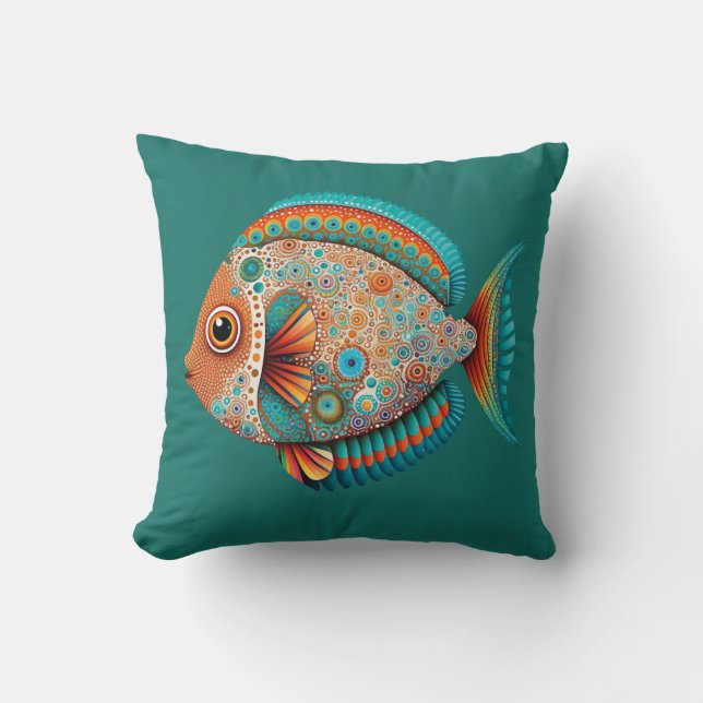 Tropical fish aboriginal art style cushion (Front)