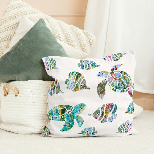 Tropical Fish and Sea Turtles Nursery  Cushion