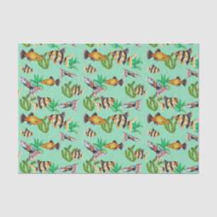 Tropical Fish and Seaweed Marine Life Green  Tissue Paper