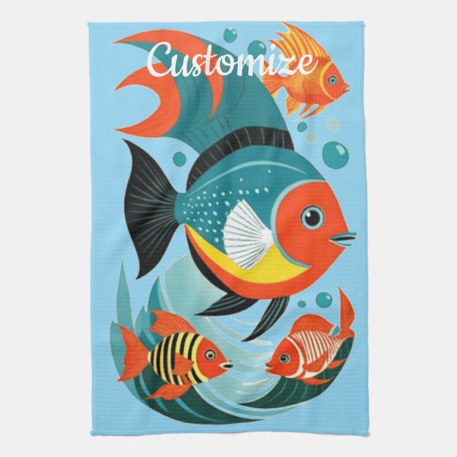 Tropical Fish Assortment Thunder_Cove Tea Towel (Vertical)