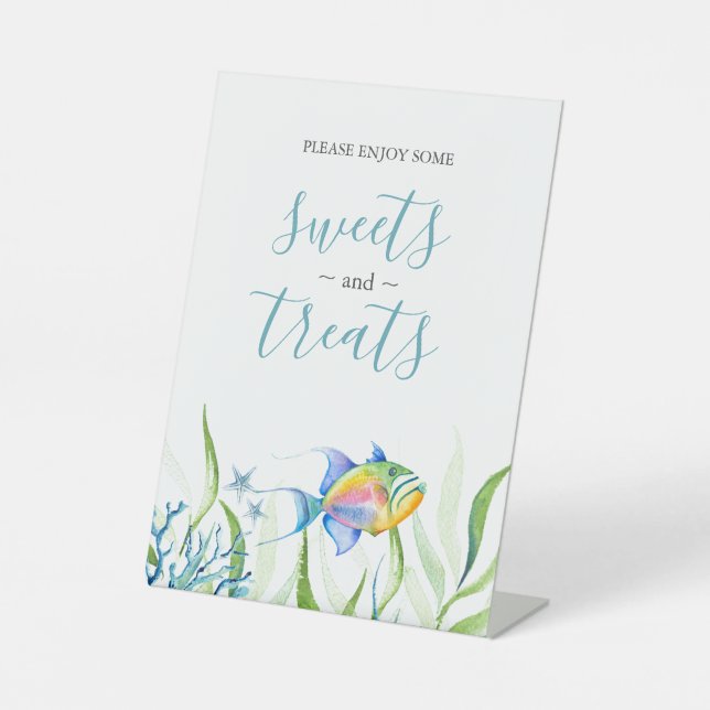Tropical Fish Baby Shower Dessert Tabletop Sign (Front)