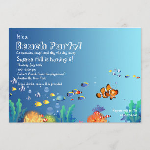 Tropical Fish Beach Birthday Party Invitation