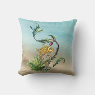 Tropical Fish Beach Throw Pillow
