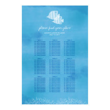 Tropical fish beach wedding dinner seating chart