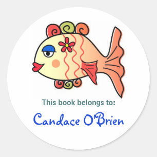 Tropical Fish Bookplate Classic Round Sticker