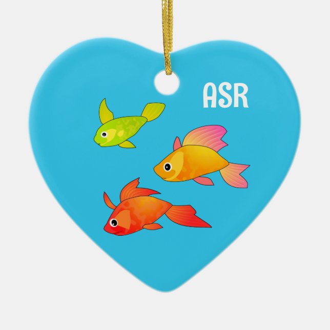 Tropical Fish - Bright Cartoon Style personalised Ceramic Ornament (Front)