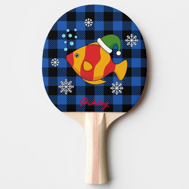 Tropical Fish Cartoon Blue Buffalo | Personalise Ping Pong Paddle (Front)