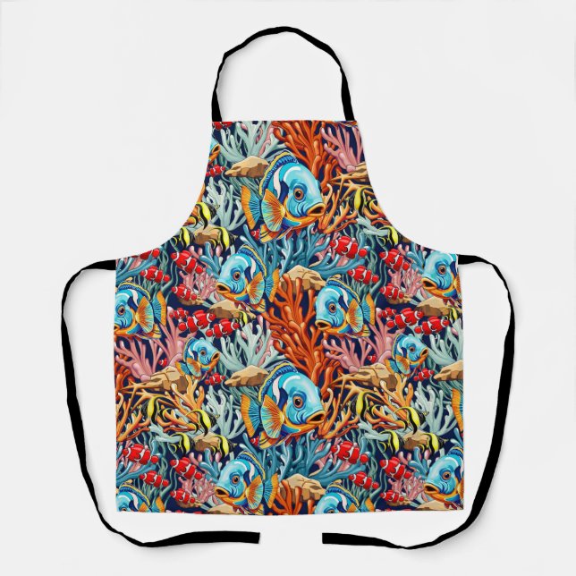 Tropical Fish Colorful Summer Vibes Apron (Front)