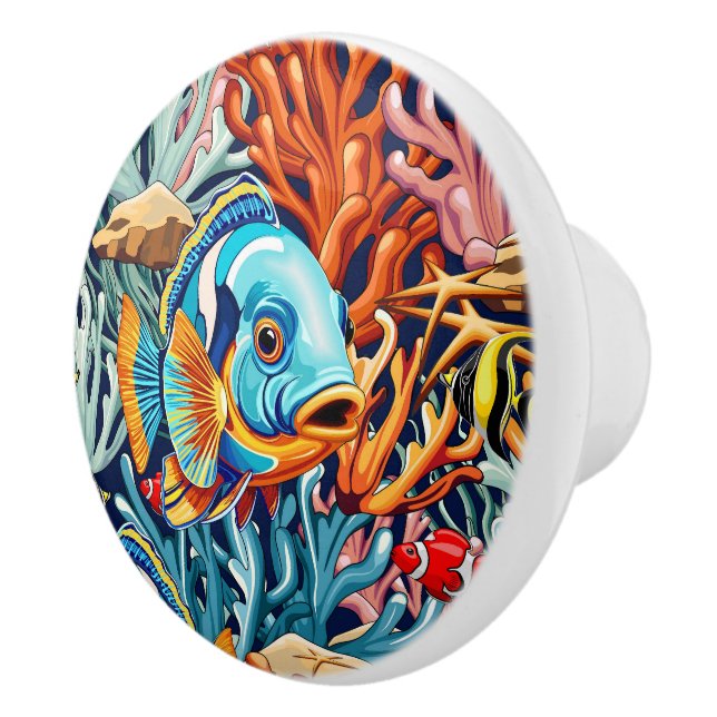 Tropical Fish Colorful Summer Vibes Ceramic Knob (Right)