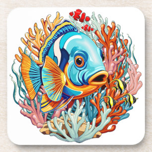 Tropical Fish Colorful Summer Vibes Coaster