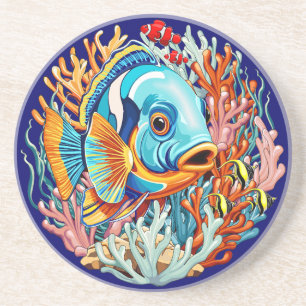 Tropical Fish Colorful Summer Vibes Coaster