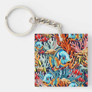 Tropical Fish Colorful Summer Vibes Key Ring