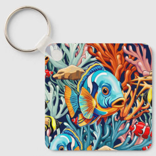 Tropical Fish Colorful Summer Vibes Key Ring
