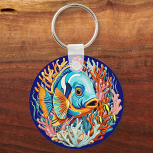 Tropical Fish Colorful Summer Vibes Key Ring