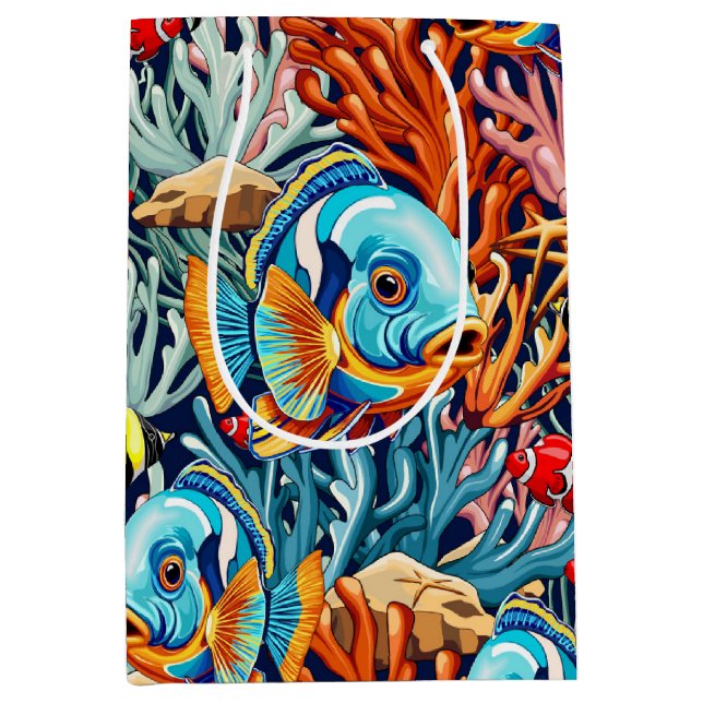 Tropical Fish Colorful Summer Vibes Medium Gift Bag (Front)