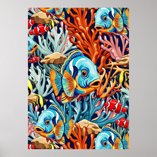 Tropical Fish Colorful Summer Vibes Poster (Front)