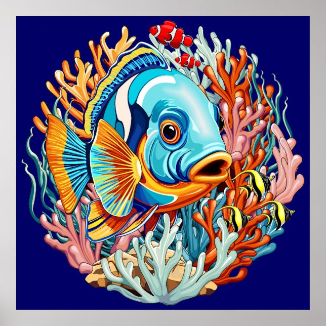 Tropical Fish Colorful Summer Vibes Poster (Front)