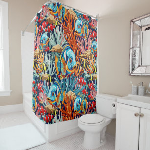 Tropical Fish Colorful Summer Vibes Shower Curtain