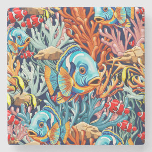 Tropical Fish Colorful Summer Vibes Stone Coaster