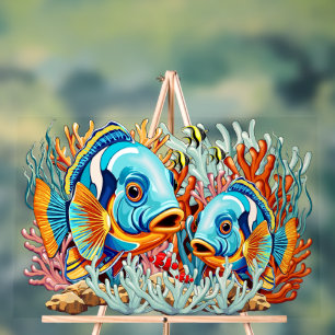 Tropical Fish Colourful Summer Vibes Acrylic Sign