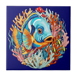 Tropical Fish Colourful Summer Vibes Ceramic Tile