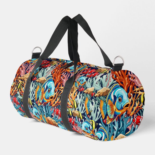 Tropical Fish Colourful Summer Vibes Duffle Bag (Left Corner)