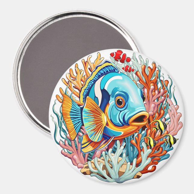 Tropical Fish Colourful Summer Vibes Magnet (Front/Back)
