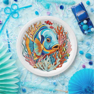 Tropical Fish Colourful Summer Vibes Paper Plate