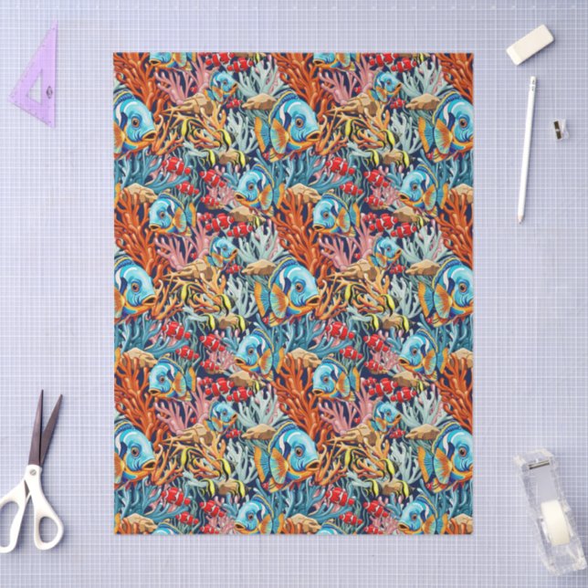Tropical Fish Colourful Summer Vibes Tissue Paper (Craft)