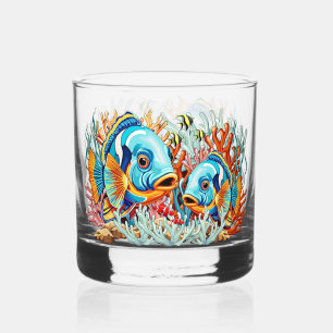 Tropical Fish Colourful Summer Vibes Whiskey Glass